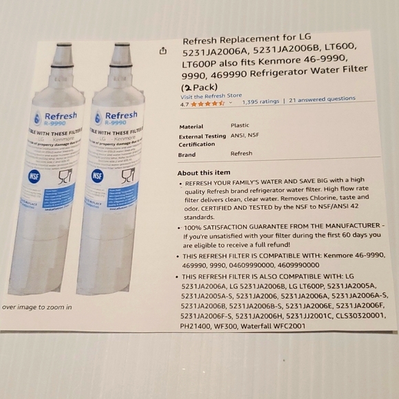 Refresh, LG refrigerator filters, New - Picture 5 of 8